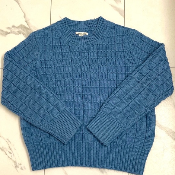 American Eagle Waffle Knit Crew Neck Sweater Blue Sz Lg - Picture 12 of 13